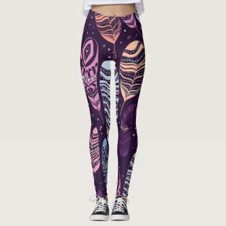 Legging Penas étnicas: padrão preto e branco