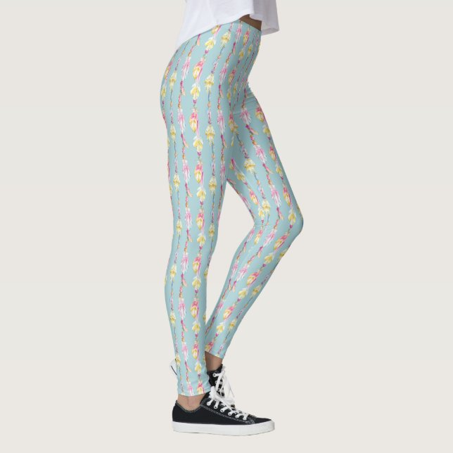 Legging Penas miçangas aquarelas art pintas (Direita)