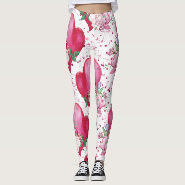 Legging pénia de aquarela, coração de aquarela (Frente)