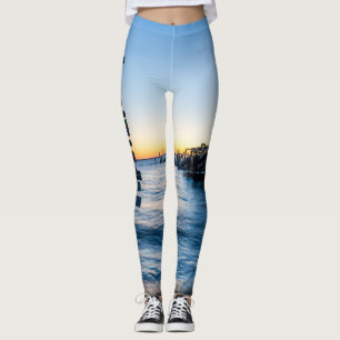 Legging Pensacola Bay Sinal Sunset Por Legenda Dock