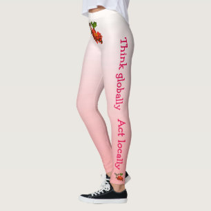 Legging Pensar globalmente agir como um beija-flor vermelh
