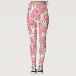 Legging Pêonias cor-de-rosa