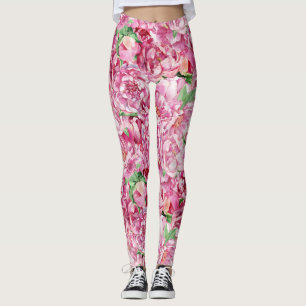Legging Peônias cor-de-rosa da aguarela