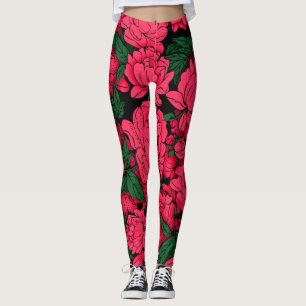 Legging Peônias Vermelhas