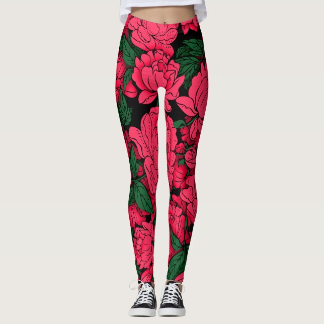 Legging Peônias Vermelhas (Frente)