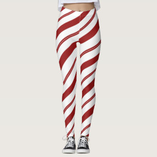 Legging Peppermint listrado vermelho do Natal do bastão d