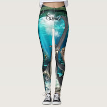 Pequena sereia bonita com seadragão.