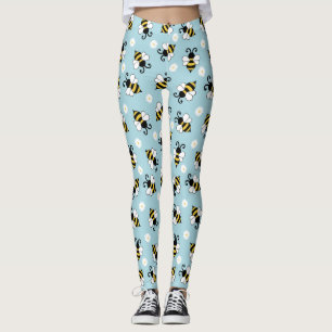 Legging Pequenas abelhas e flores margaridas