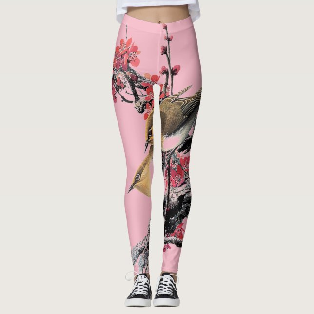 Legging Pequenas Pernas Rosa-Pássaros (Frente)