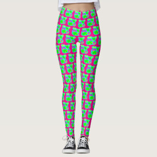 Legging Pequeno, com padrão, em verdes limões cor-de-rosa