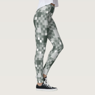 Legging Pequenos quadrados verdes e escuros digitais