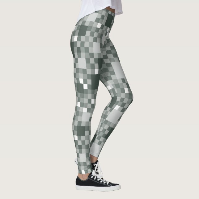 Legging Pequenos quadrados verdes e escuros digitais (Direita)