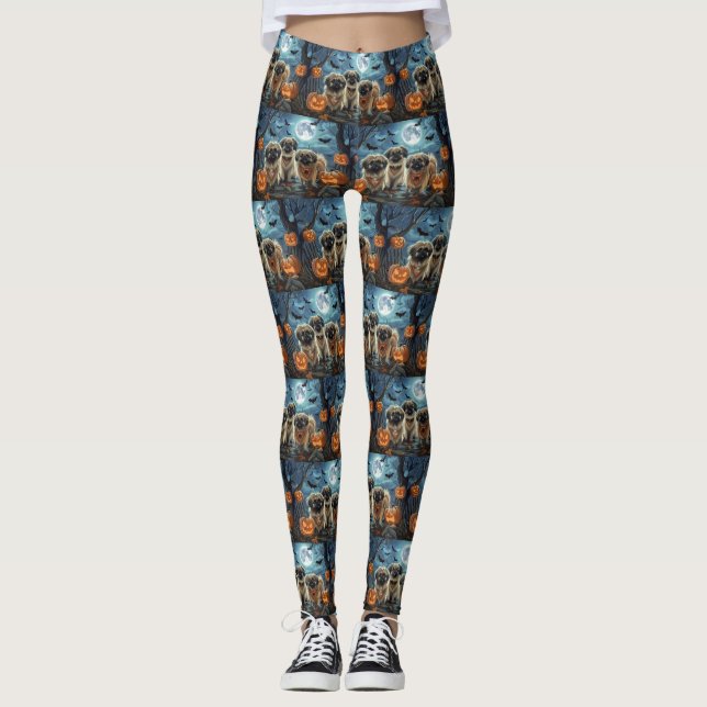 Legging Pequinês de Halloween Assustador (Frente)