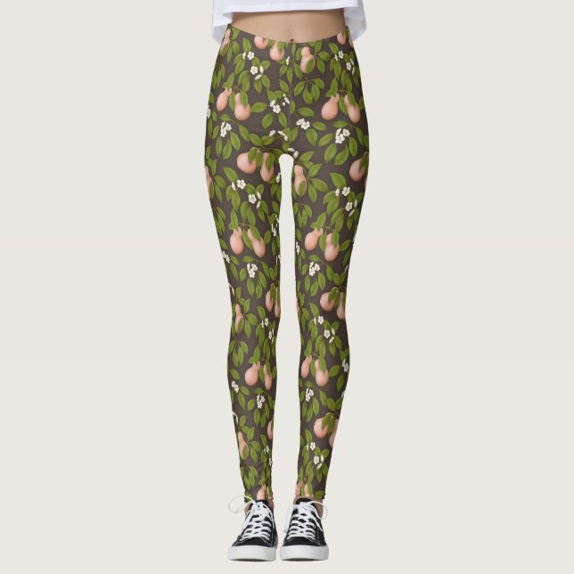 Legging Pêras Rosas (marrom escuro) (Frente)