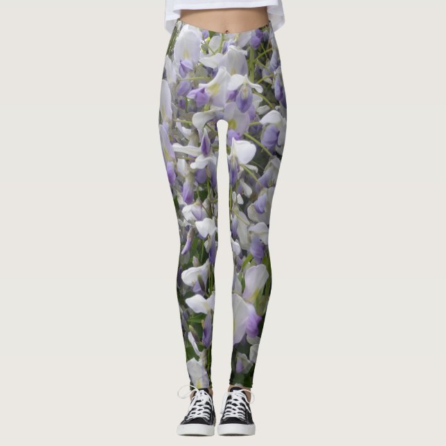 Legging Perna das Flores Grandes da Wisteria (Frente)