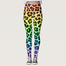 Legging perna-de-leopardo-arco-íris