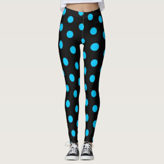 Legging Perna de ponto preto e azul levanta seu ponto azul
