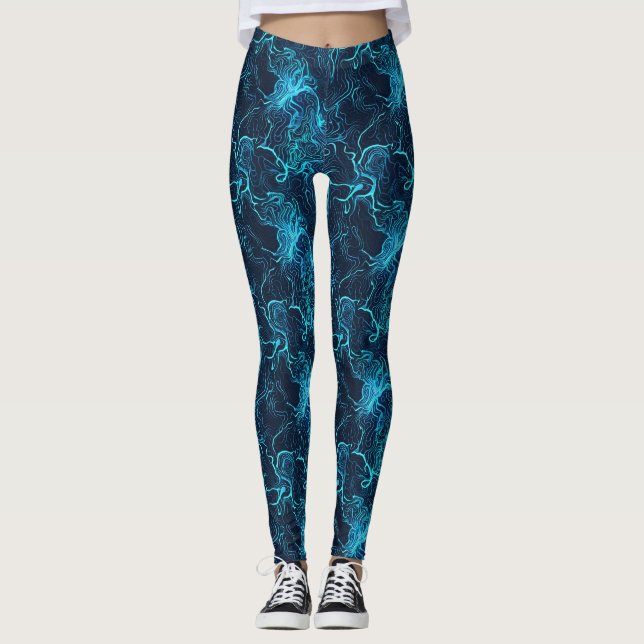 Legging Pernas Abstrato azuis vibrantes (Frente)