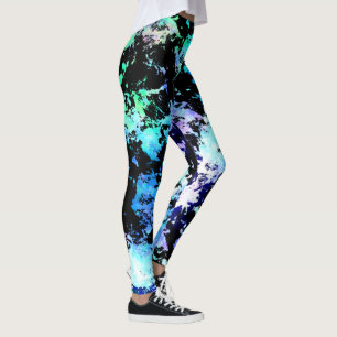 Legging Pernas Abstrato de pintura roxa azul esplash com p
