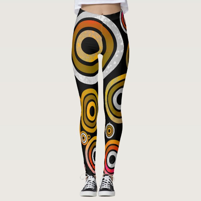 Legging Pernas abstrato em círculo laranja (Frente)