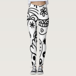 Legging Pernas abstrato, pretas e brancas