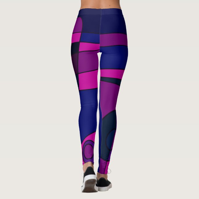 Legging Pernas Abstrato surfando fundo cor-de-rosa (Verso)