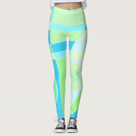 Legging Pernas Abstrato Surfing Pastel Azul Verde