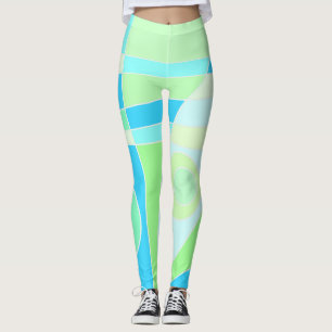 Legging Pernas Abstrato Surfing Pastel Azul Verde
