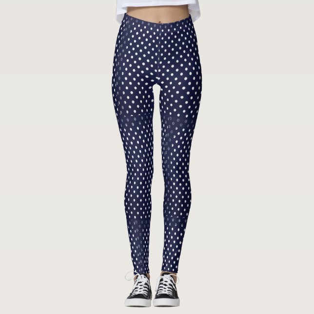 Legging Pernas Azuis Com Pontos Brancos (Frente)
