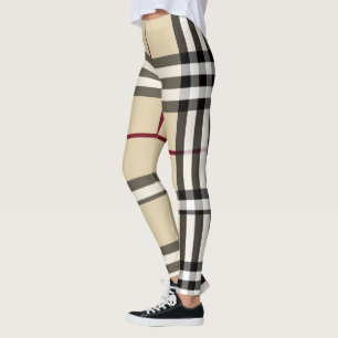 Legging Pernas beges/Pretas/Vermelhas/Xadrezes brancas