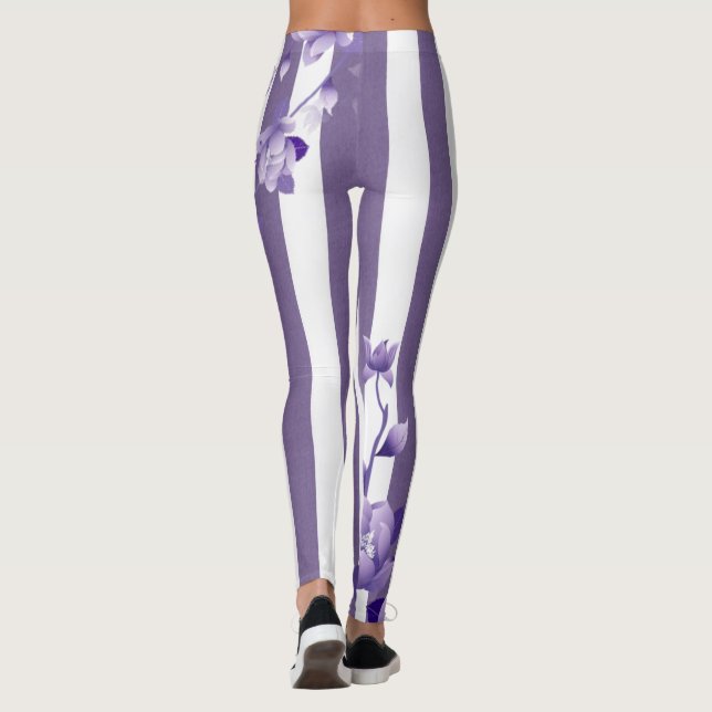 Legging Pernas Brancas Florais Roxas (Verso)