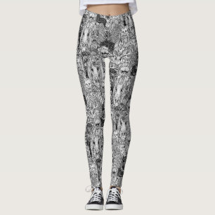 Legging pernas brancas pretas de multidão criptid