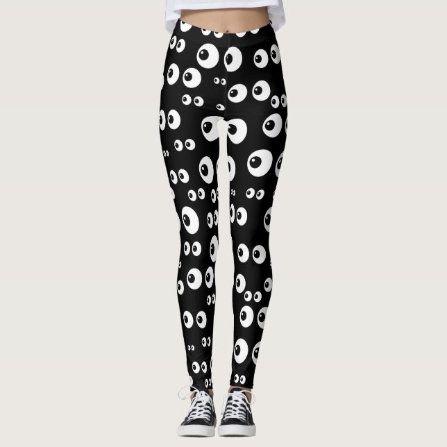 Legging pernas brancas pretas dos olhos (Frente)