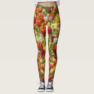 Legging Pernas Coloridas e Daffodils Flores