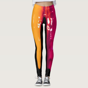 Legging Pernas Coloridas Tinta Molhada Derrubando Preto