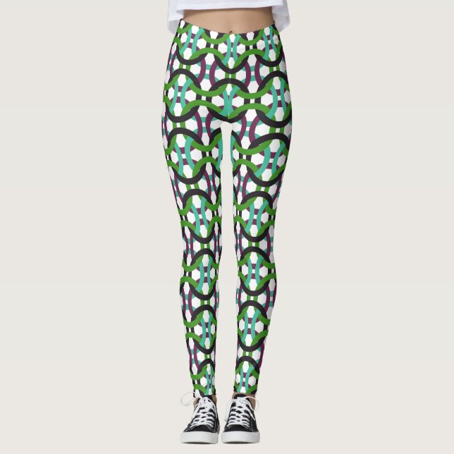 Legging Pernas colorido dos círculos de encravamento (Frente)