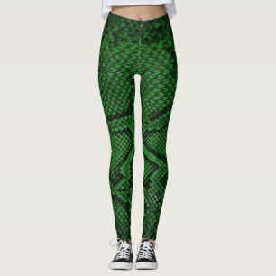 Legging Pernas com padrão de pele verde-escura
