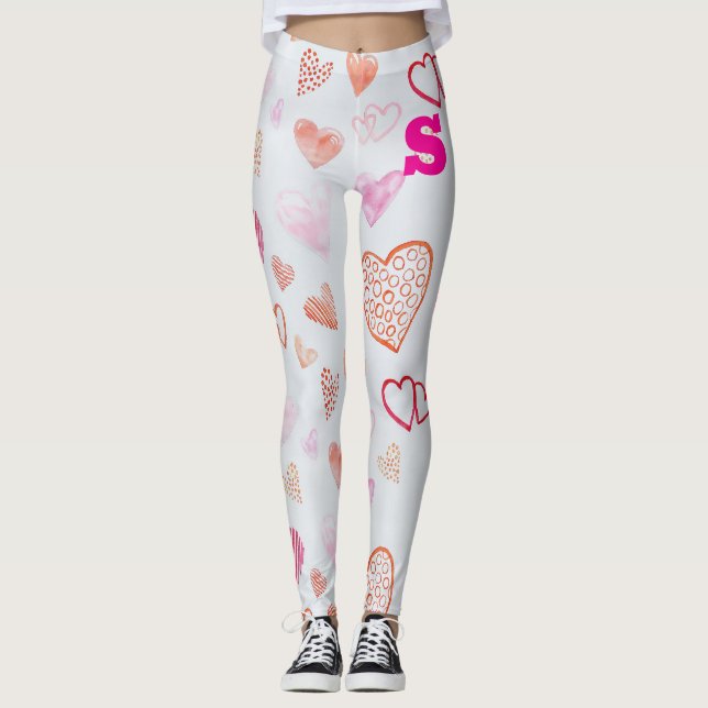Legging Pernas cor-de-impressão cor-de-rosa asfixiantes (Frente)