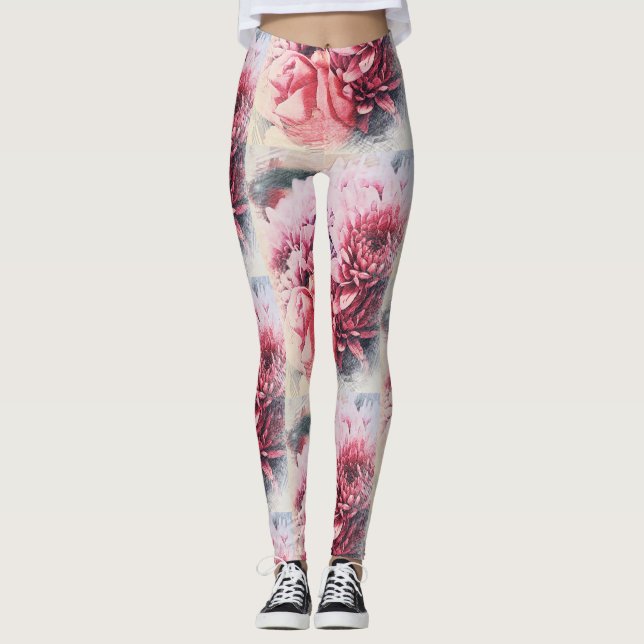 Legging Pernas das Flores Rosa Rosa Rosa Rosa Rosa Incríve (Frente)