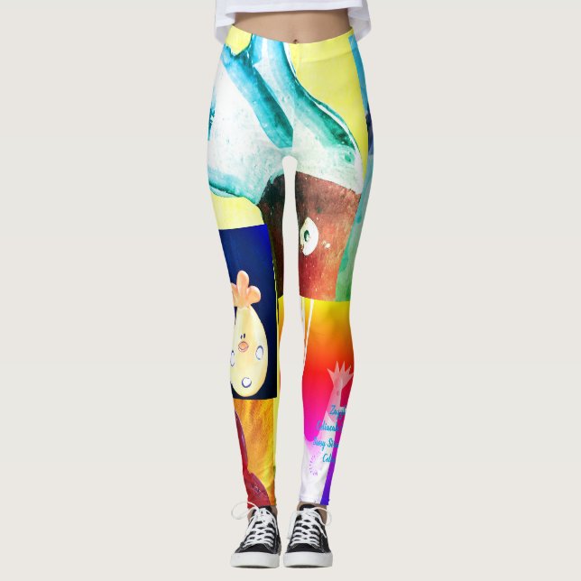 Legging Pernas de Abstrato de Pintinho de  quentes (Frente)