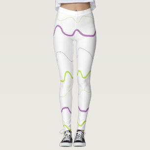 Legging Pernas de Abstrato de Verde limão roxo e