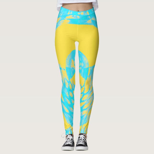 Legging Pernas de Aqua e Abstrato amarela (Frente)