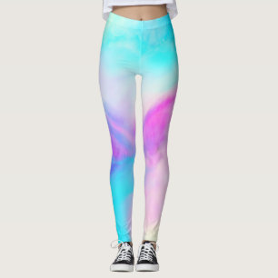 Legging Pernas de Aquarela Céu Azul Roxo