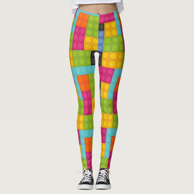 Legging pernas de blocos rosas (Frente)