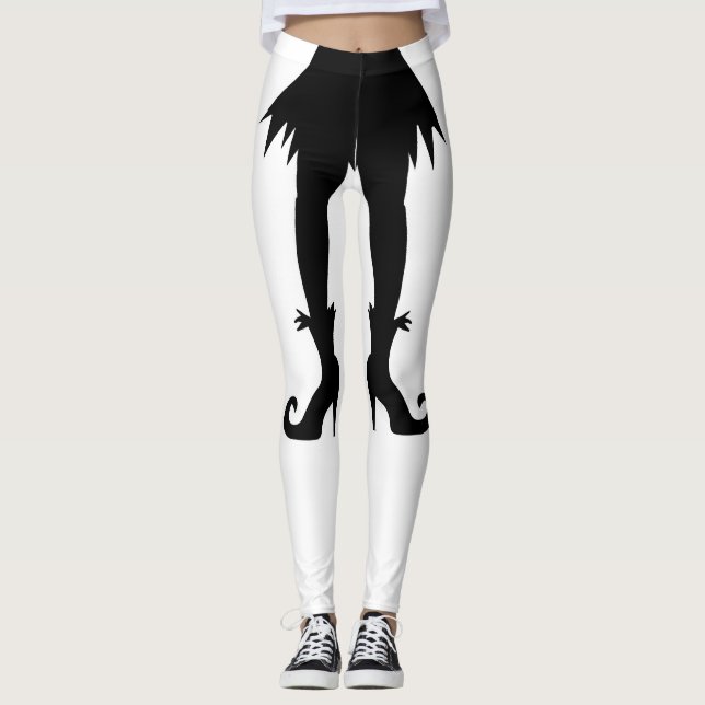 Legging Pernas de Bruxas do Halloween com saia e botas (Frente)