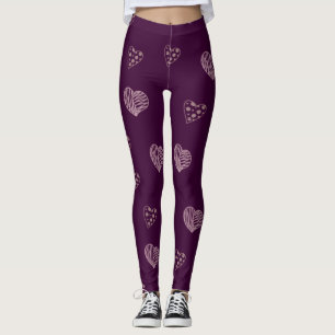 Legging Pernas de Corações de Dodle Roxo