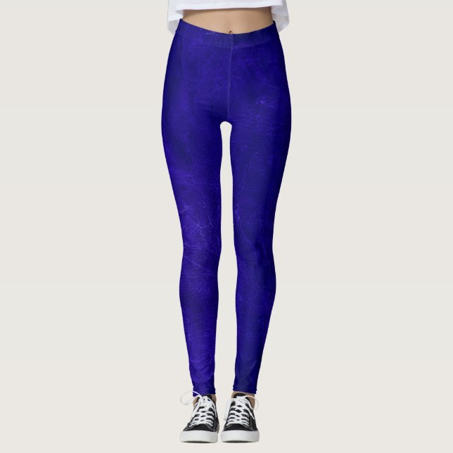Legging Pernas de couro azul-aflitos (Frente)