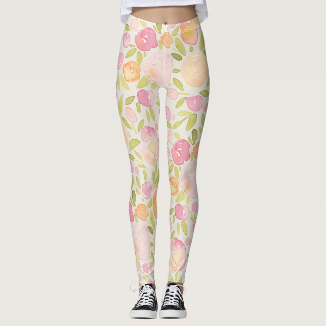 Legging Pernas de Design Floral Primavera de abstrato Past (Frente)