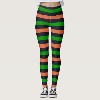 Legging Pernas de Dia das Bruxas em Laranja Negro Verde