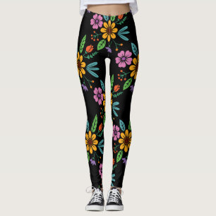 Legging Pernas de Flores Coloridas Grandes